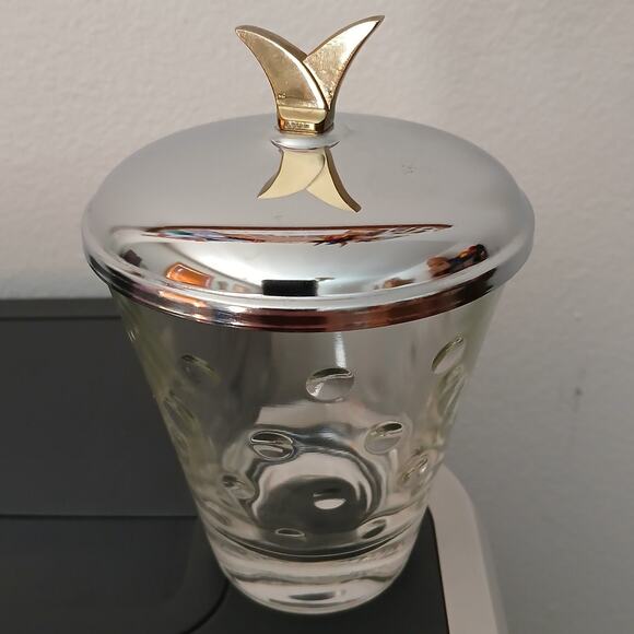 Kromex Polka Dot Glass Jar with Lid 4" strawberry Vintage 50s MCM preserves - Picture 15 of 16